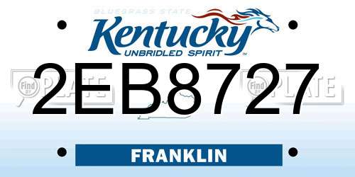 2EB8727 Kentucky License Plate