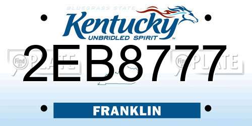 2EB8777 Kentucky License Plate
