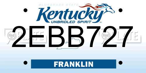 2EBB727 Kentucky License Plate
