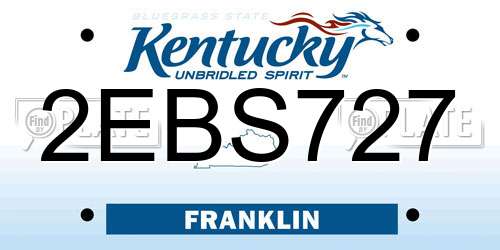 2EBS727 Kentucky License Plate