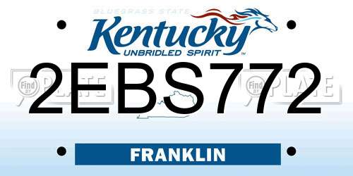 2EBS772 Kentucky License Plate