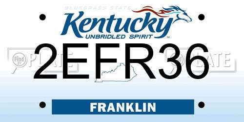 2EFR36 Kentucky License Plate