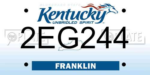 2EG244 Kentucky License Plate