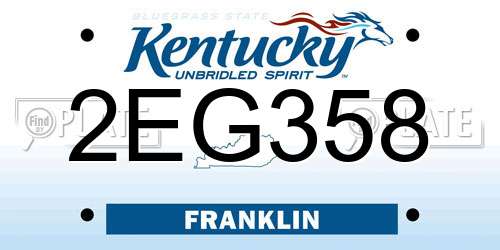 2EG358 Kentucky License Plate