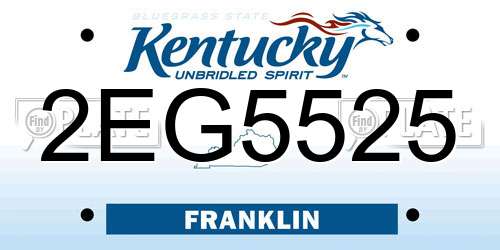 2EG5525 Kentucky License Plate