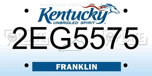 2EG5575 Kentucky License Plate