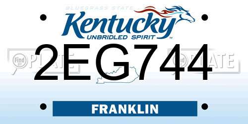 2EG744 Kentucky License Plate