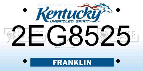 2EG8525 Kentucky License Plate