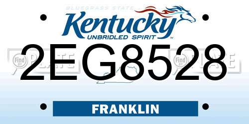 2EG8528 Kentucky License Plate