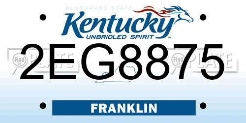 2EG8875 Kentucky License Plate