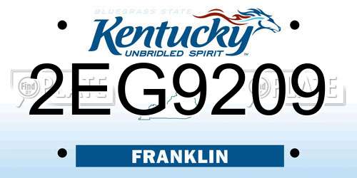 2EG9209 Kentucky License Plate