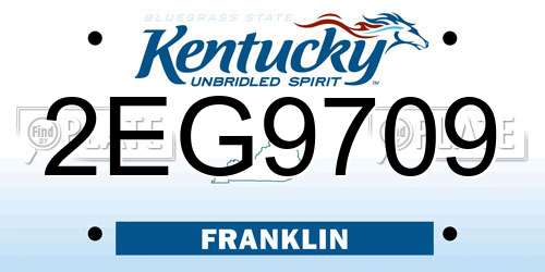 2EG9709 Kentucky License Plate
