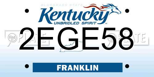 2EGE58 Kentucky License Plate