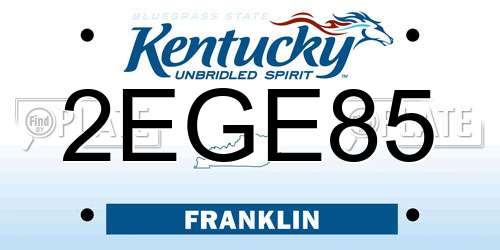 2EGE85 Kentucky License Plate