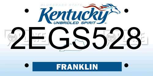 2EGS528 Kentucky License Plate