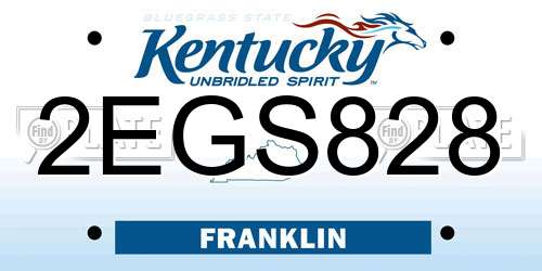 2EGS828 Kentucky License Plate