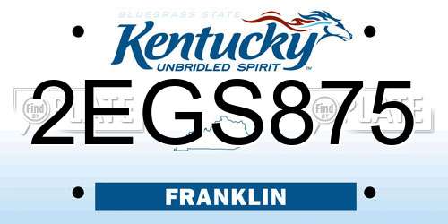 2EGS875 Kentucky License Plate