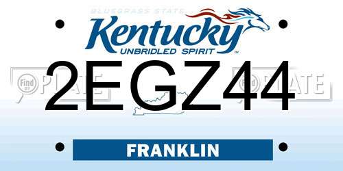 2EGZ44 Kentucky License Plate