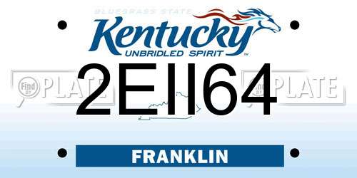2EII64 Kentucky License Plate