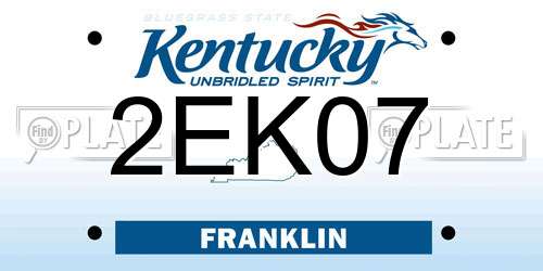 2EK07 Kentucky License Plate