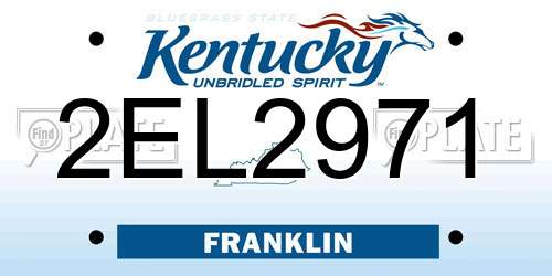 2EL2971 Kentucky License Plate