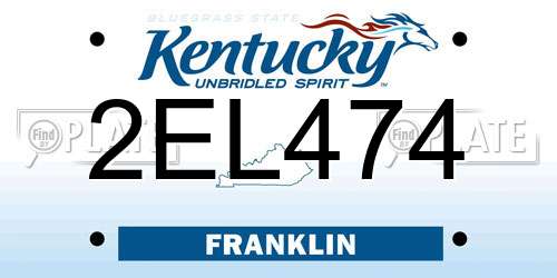2EL474 Kentucky License Plate
