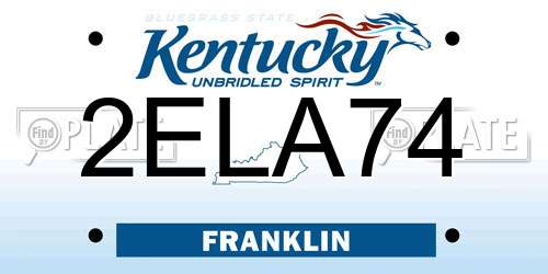 2ELA74 Kentucky License Plate
