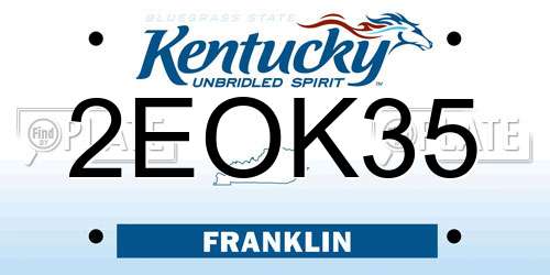2EOK35 Kentucky License Plate