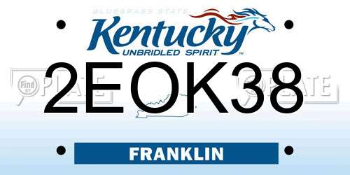 2EOK38 Kentucky License Plate
