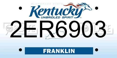 2ER6903 Kentucky License Plate