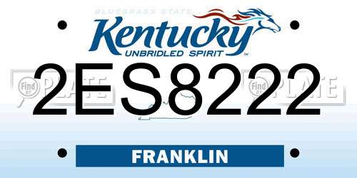 2ES8222 Kentucky License Plate