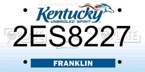 2ES8227 Kentucky License Plate