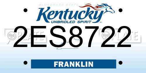 2ES8722 Kentucky License Plate