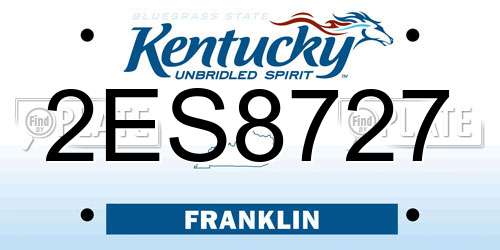 2ES8727 Kentucky License Plate
