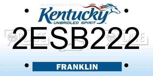 2ESB222 Kentucky License Plate