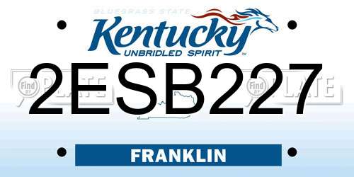 2ESB227 Kentucky License Plate