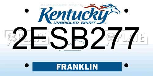 2ESB277 Kentucky License Plate