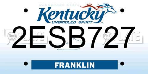 2ESB727 Kentucky License Plate