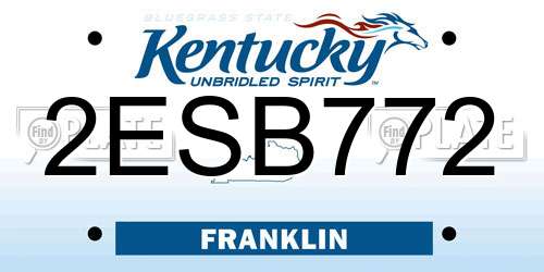 2ESB772 Kentucky License Plate