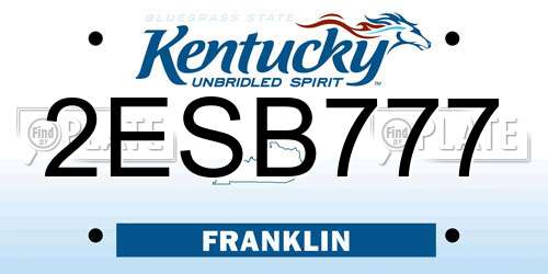 2ESB777 Kentucky License Plate
