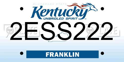 2ESS222 Kentucky License Plate