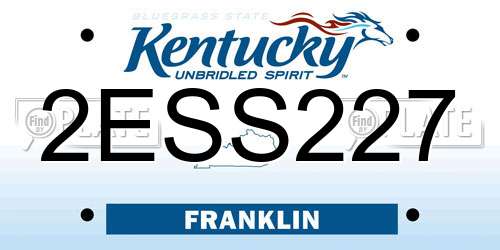 2ESS227 Kentucky License Plate