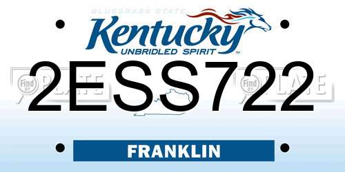 2ESS722 Kentucky License Plate