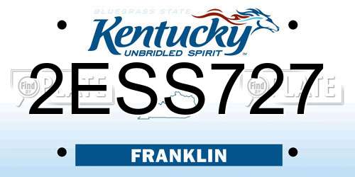 2ESS727 Kentucky License Plate