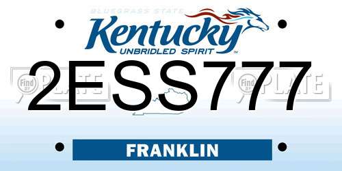 2ESS777 Kentucky License Plate