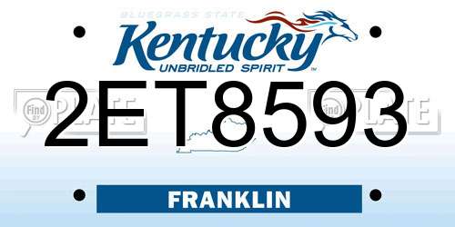 2ET8593 Kentucky License Plate