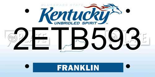 2ETB593 Kentucky License Plate