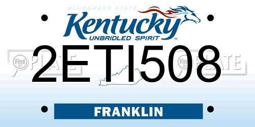 2ETI508 Kentucky License Plate