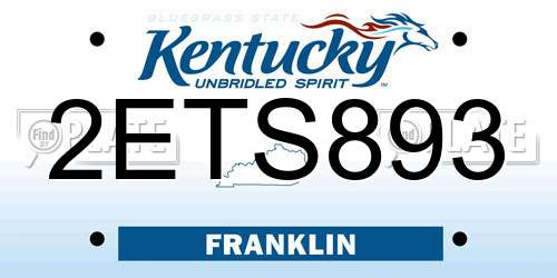 2ETS893 Kentucky License Plate