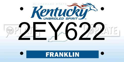 2EY622 Kentucky License Plate